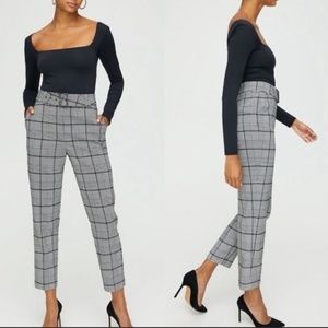 Aritzia Babaton Atelier Walker Check plaid Houndstooth belted pant - Size 4